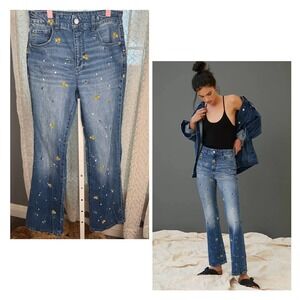 Anthropologie Pilcro The Icon Embroidered Floral Flare‎ Jeans Size 27